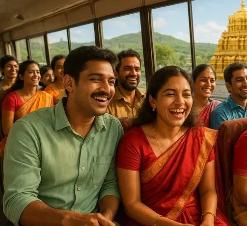 Occasion darshan group in a bus