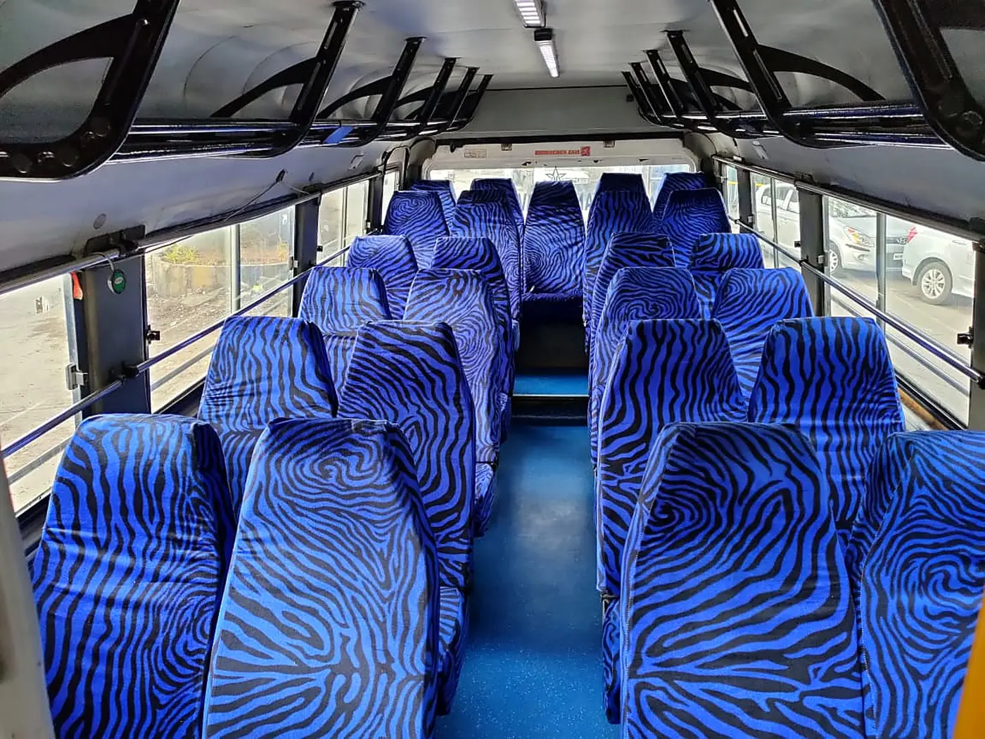 Inside the 26 seater tempo traveller