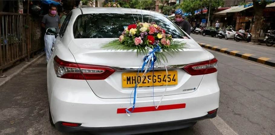 Toyota camry wedding car decorated