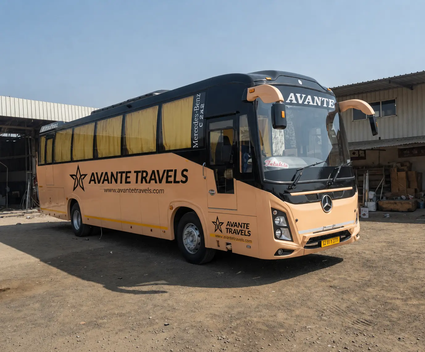 Eicher Volvo coach at our yard